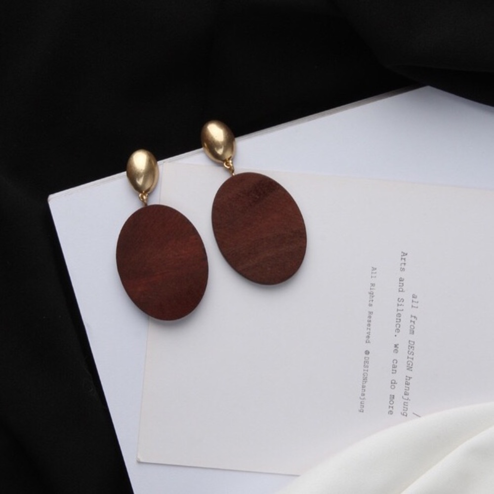 ⭐️Geometric Wood Statement Earrings